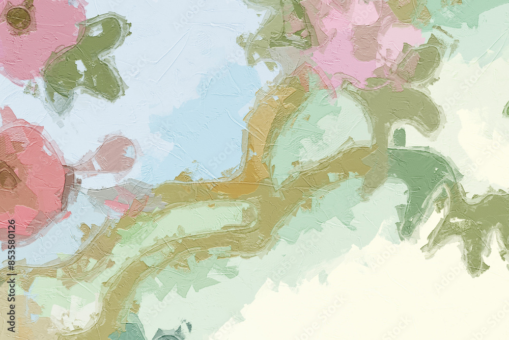 Naklejka premium Oil paintings and various flowers, birds, landscapes, roses, peonies, peacocks, etc. are beautiful