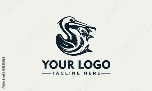 Pelican Biting Fish Vector Logo A Timeless Design for Seafood, Environmental, and Educational Brands