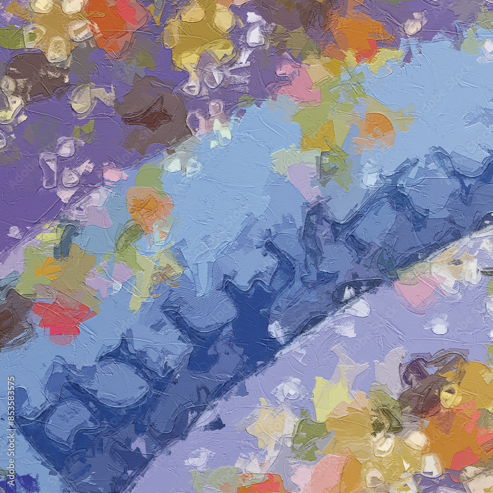 Naklejka premium Oil paintings and various flowers, lotus leaves, lotus flowers, goldfish ponds, chrysanthemums, rose