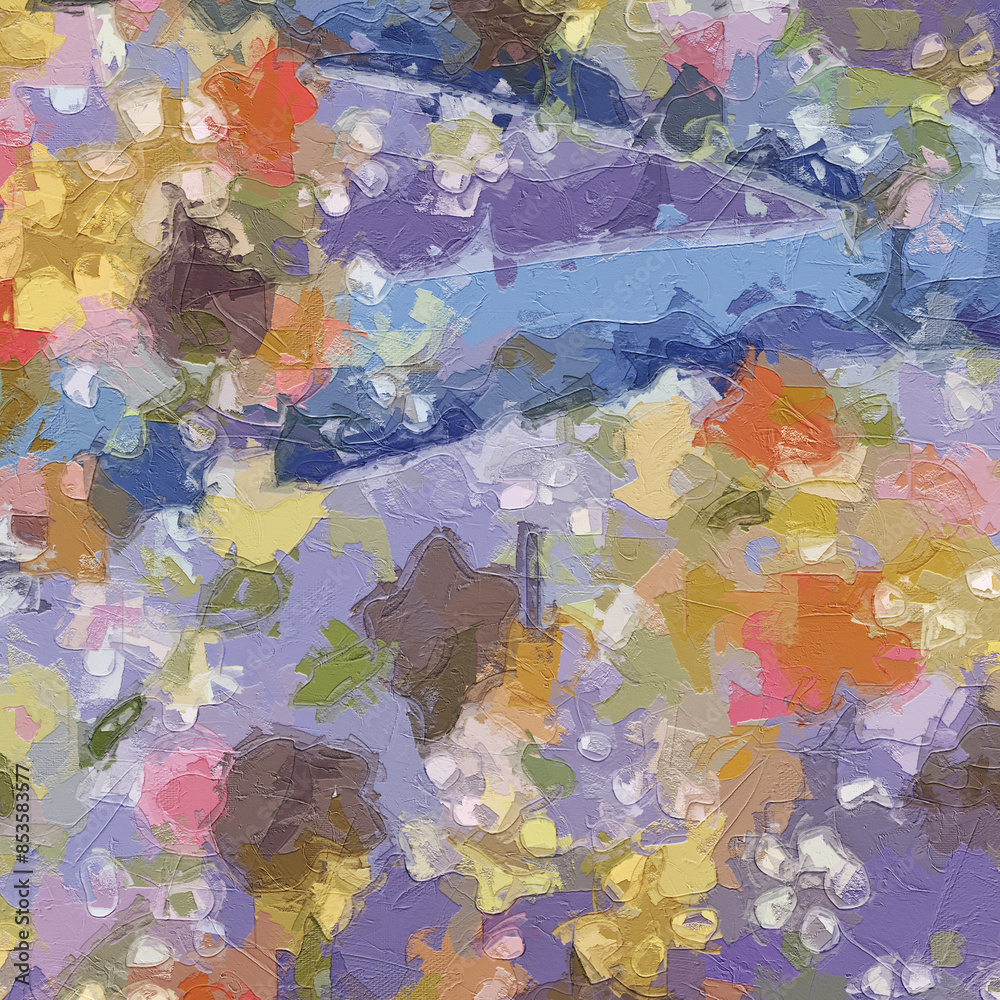 Naklejka premium Oil paintings and various flowers, lotus leaves, lotus flowers, goldfish ponds, chrysanthemums, rose