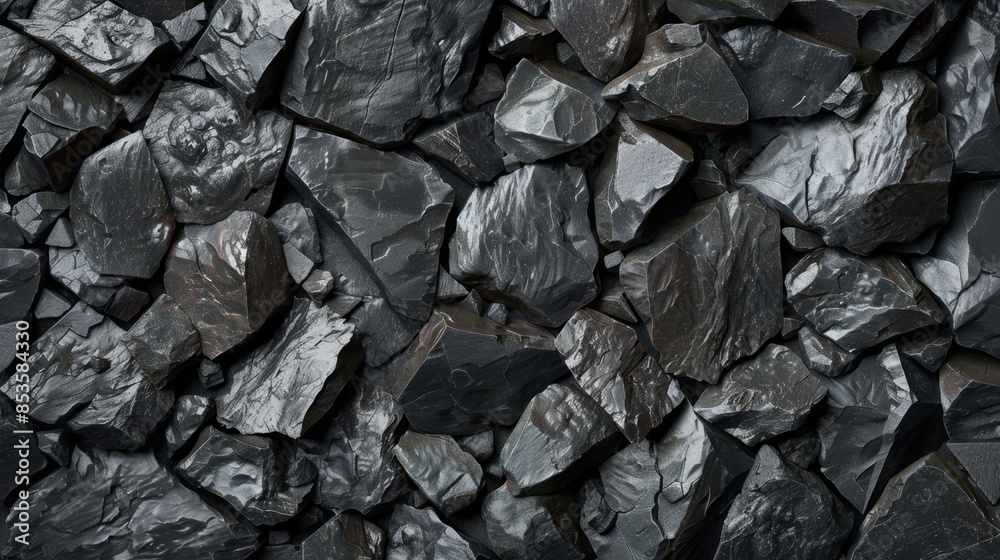 Textured surface of coal fragments Textured surface of coal fragments