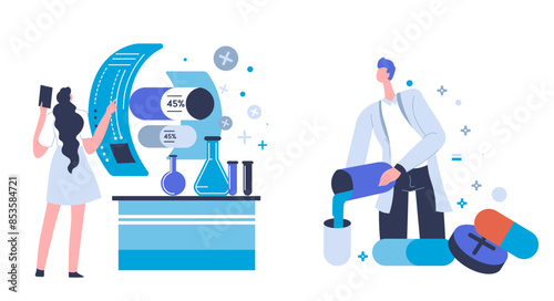 Scientists Conducting Advanced Research vector