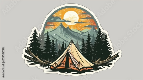 Outdoor Adventure Sticker: Vintage Camp Badge photo