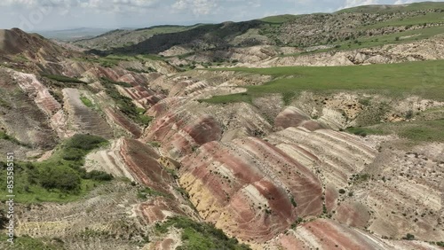 Aerial view of Mravaltskaro Colorful Mountains in Kakheti Region. Georgia photo