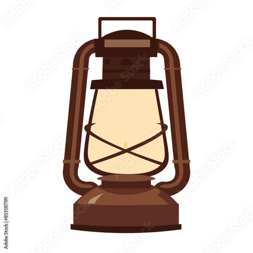 Old vintage kerosene lamp vector art, antique oil lamps, retro outdoor camping lantern, bronze color kerosene lamp image isolated on white background