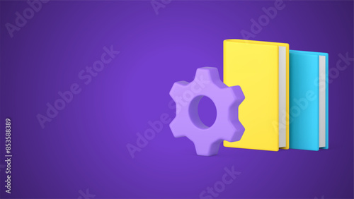 Learning book reading process science education graduation literature development 3d icon vector