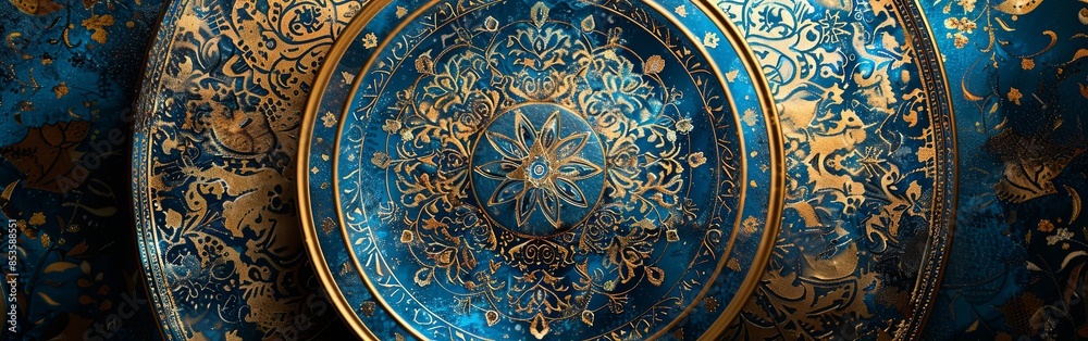 Ornate Islamic Ceramic Plate with Luxurious Detail Ornate Islamic Ceramic Plate with Luxurious Detail