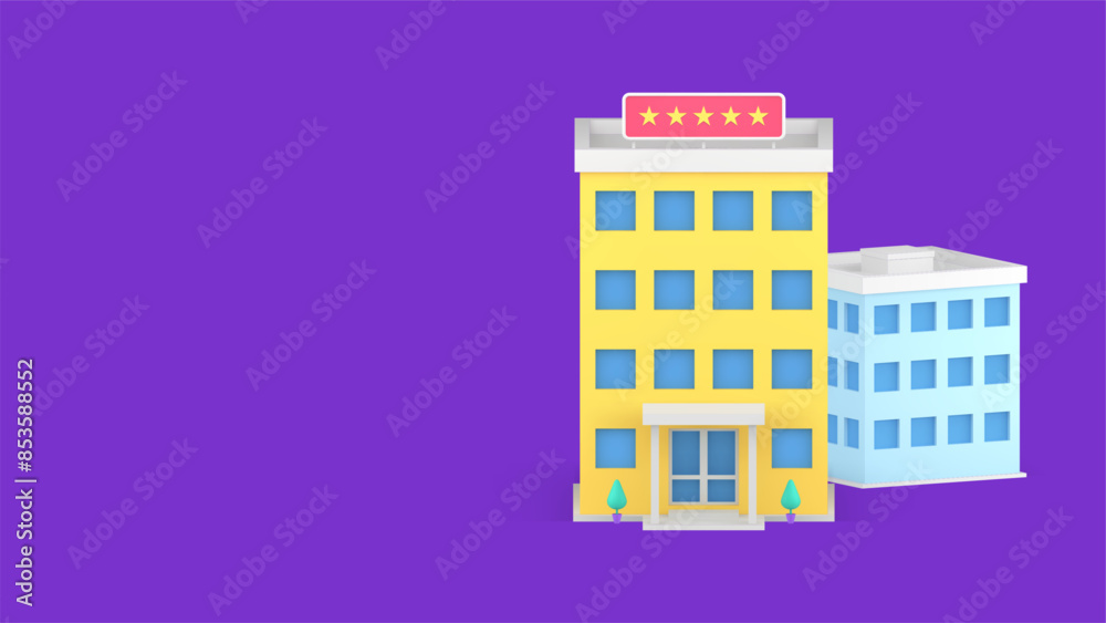 Hotel booking apartment reservation service urban street building infrastructure 3d icon vector Hotel booking apartment reservation service urban street building infrastructure 3d icon vector