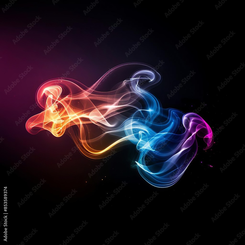 Fototapeta premium Abstract colorful smoke design on black background