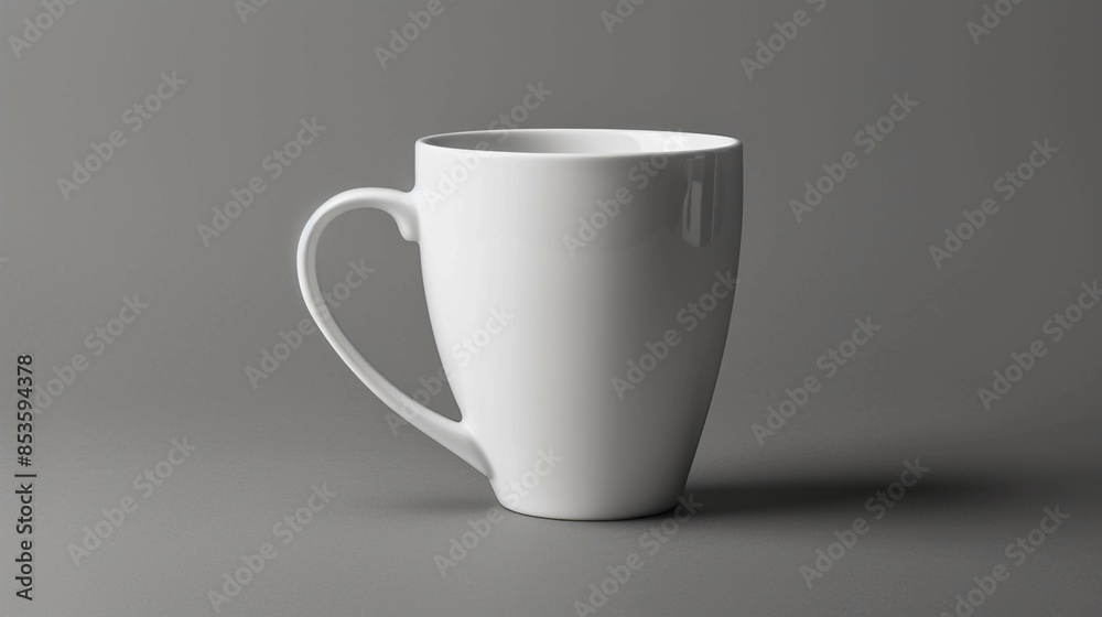 Obraz premium Single White Ceramic Mug on Gray Background. Generative AI
