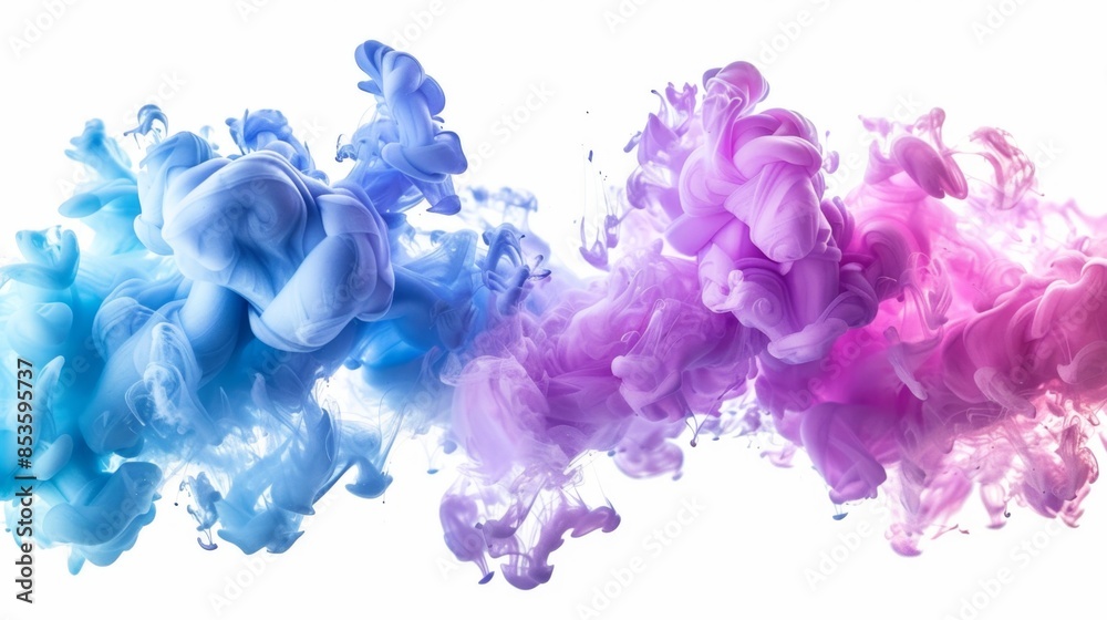 Colorful ink clouds in water with pink, purple, and blue hues. Colorful ink clouds in water with pink, purple, and blue hues.