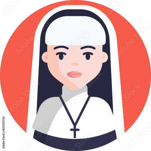 A simple icon of a nun, highlighting the virtues of humility, faith, and the monastic way of life in Christian religious orders.