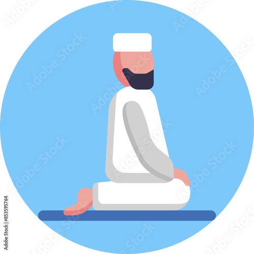 A simplified outline of a person kneeling or standing with bowed head and folded hands, representing humility and devotion in prayer.