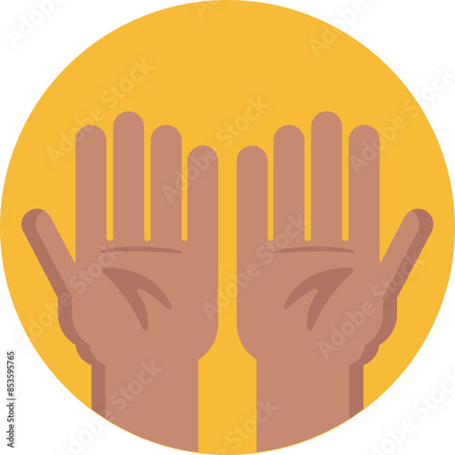 This icon features two hands pressed together in a traditional prayer gesture, symbolizing devotion, reflection, and spiritual connection.