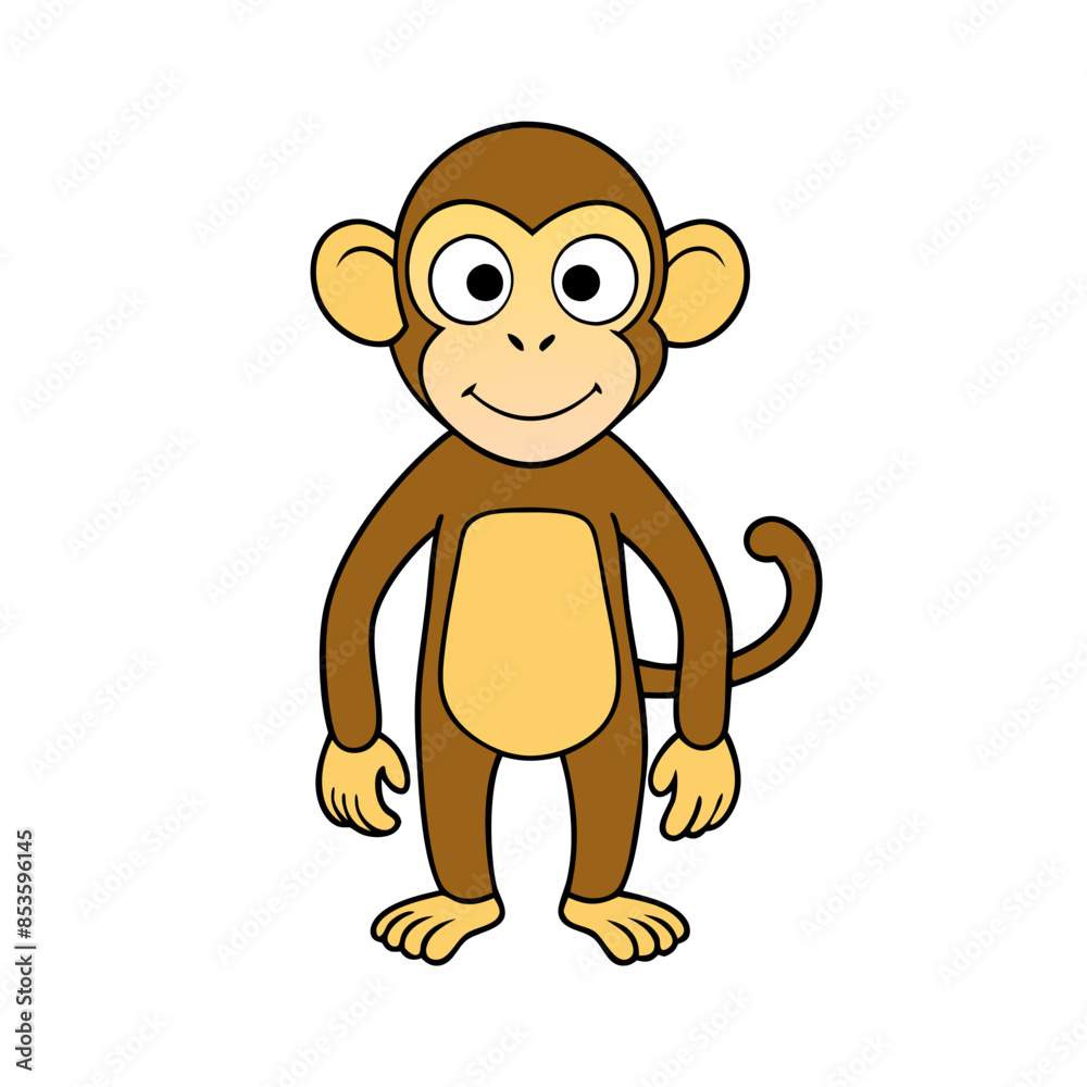 cheerful monkey standing on two legs, with a friendly expression. cheerful monkey standing on two legs, with a friendly expression.