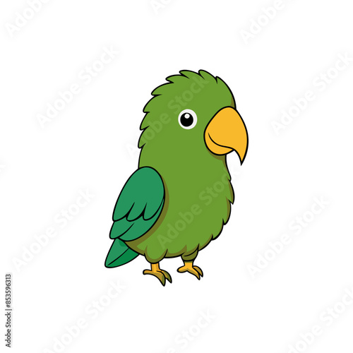 detailed and colorful vector illustration of a kakapo, a large, flightless parrot native to New Zealand.