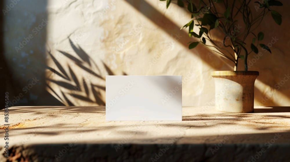 Minimalist Business Card Mockup on Wooden Surface. Generative AI Minimalist Business Card Mockup on Wooden Surface. Generative AI
