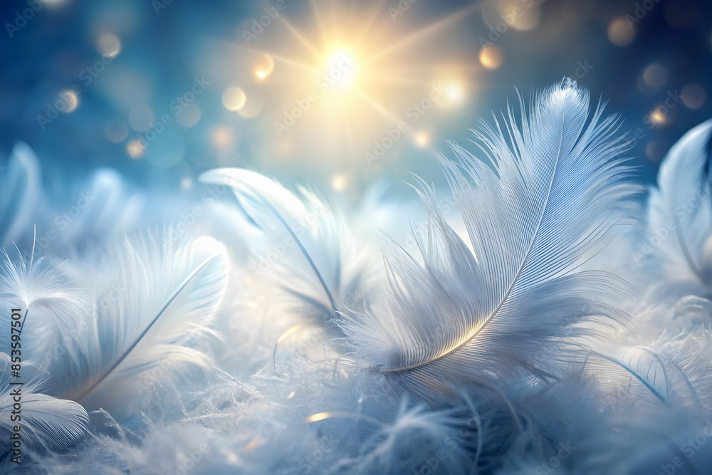Obraz premium Soft And Delicate White Feathers, Floating Gently In The Air.