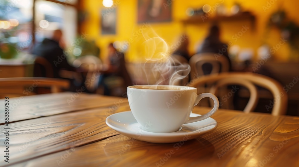 The steaming coffee cup The steaming coffee cup