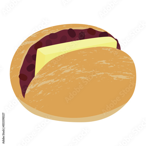 あんバターサンドのイラスト