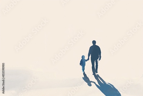 Father and Daughter Walking Hand in Hand Illustration