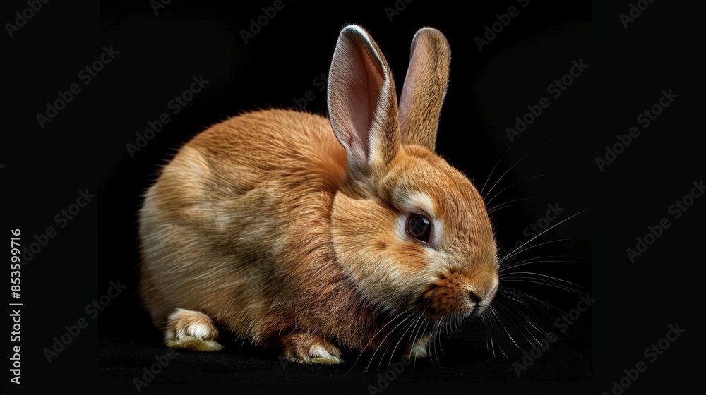 Adorable Brown Rabbit in Dark Background, Generative AI Adorable Brown Rabbit in Dark Background, Generative AI