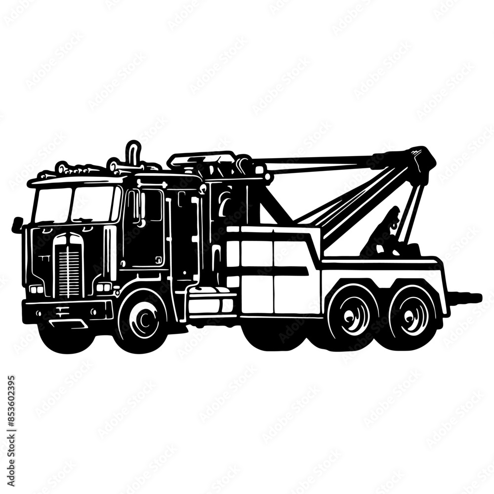 Tow Truck - Towing Service - Heavy Machinery, Construction Machinery Stencil Cut File
