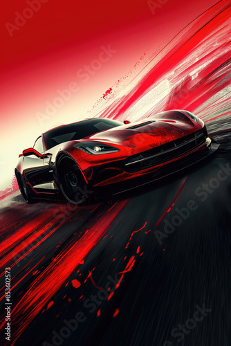 Race car wallpaper. Modern luxury sports car banner © Aquir