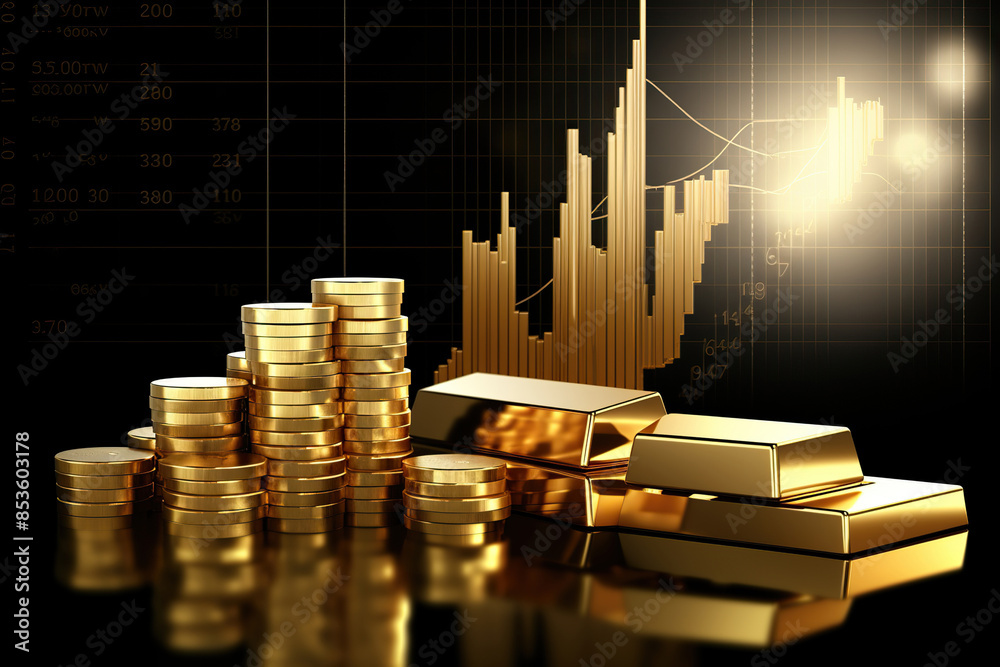 Generative ai on theme of beautiful gold growth chart for design natural abstract background Generative ai on theme of beautiful gold growth chart for design natural abstract background