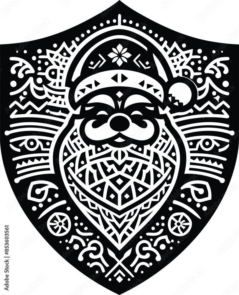 santa_claus silhouete with Polynesian ethnic pattern illustration santa_claus silhouete with Polynesian ethnic pattern illustration