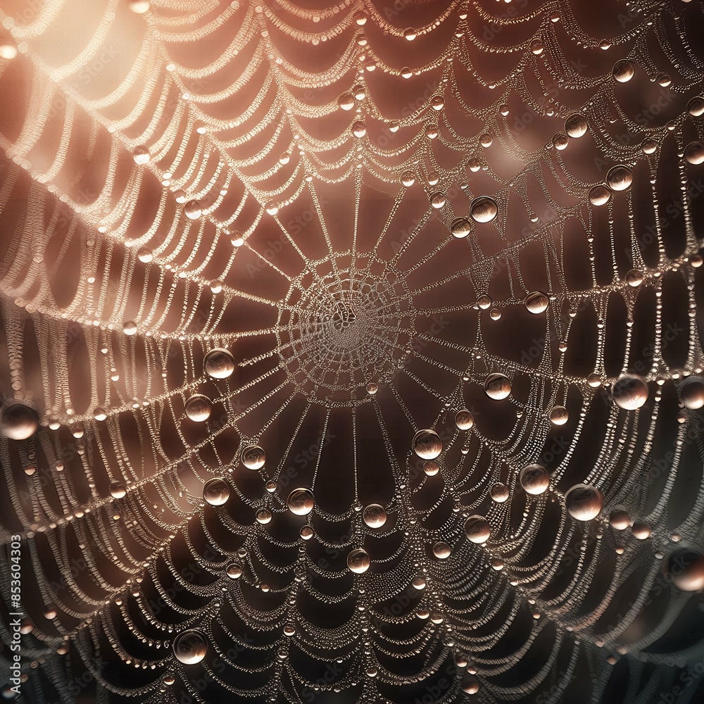 Fototapeta premium spider web with dew drops