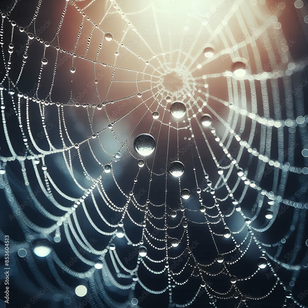 Fototapeta premium spider web with dew drops
