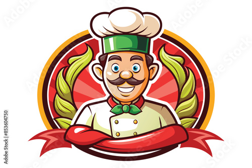 simple chef mascot logo with cartoon style