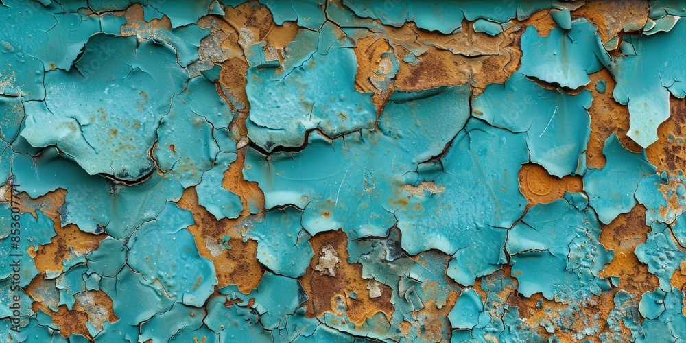 Cracked and Peeling Blue Paint on Rusty Surface Cracked and Peeling Blue Paint on Rusty Surface