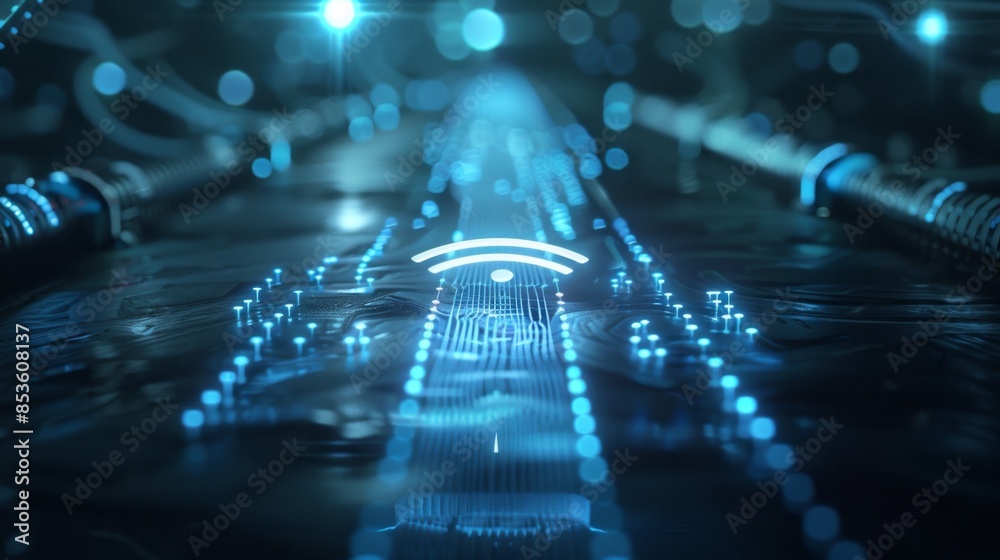 Futuristic Digital Network Visualization, Generative AI Futuristic Digital Network Visualization, Generative AI