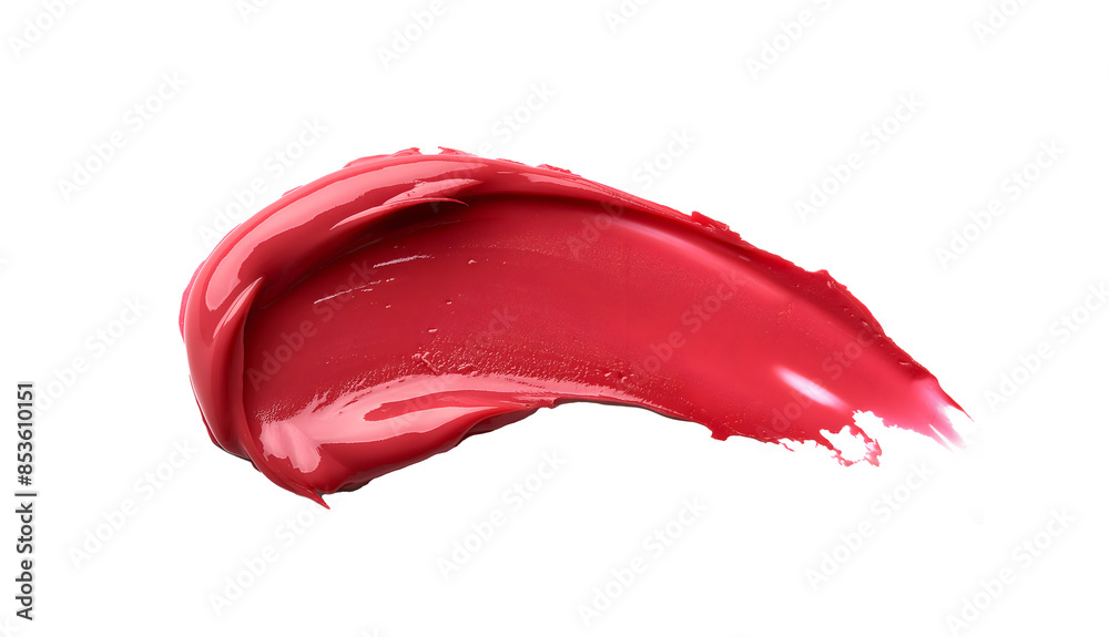Red lipstick smear smudge swatch isolated on transparent background, cream makeup texture, color cosmetic product brush stroke swipe close up. Red lipstick smear smudge swatch isolated on transparent background, cream makeup texture, color cosmetic product brush stroke swipe close up.