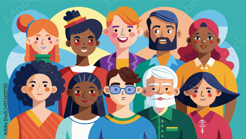 Colorful Illustrated Group in Field for Diversity Event