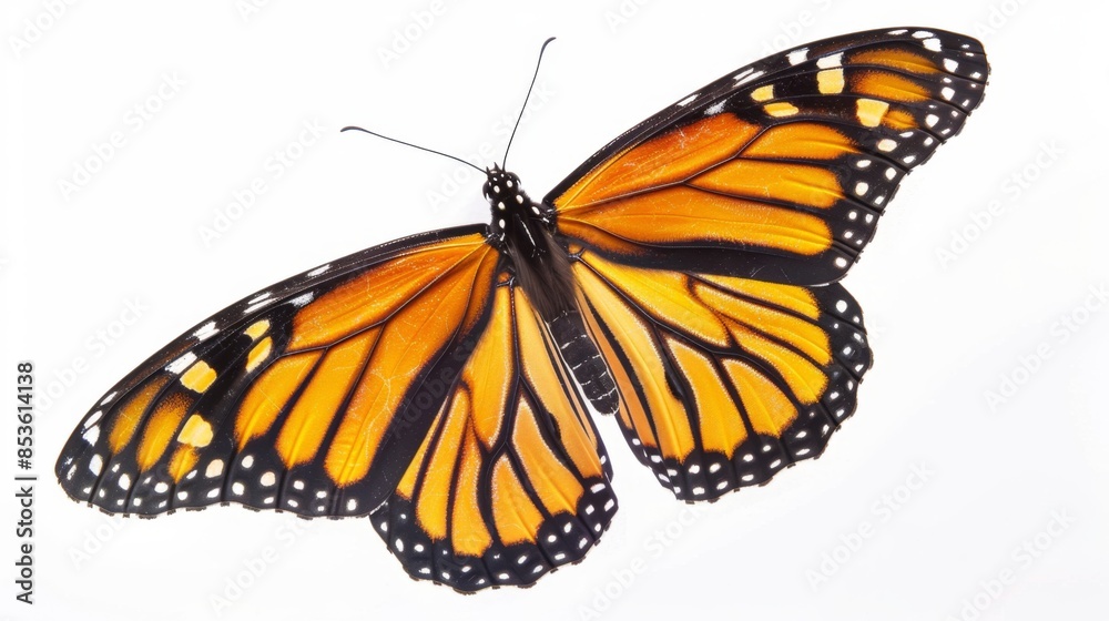 Fototapeta premium Beautiful Monarch Butterfly Isolated on White Background, Generative AI