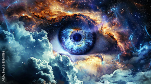 illustration deep mind with background nebula