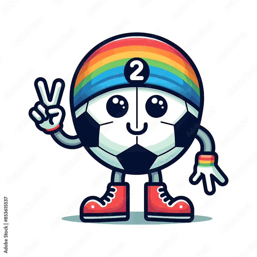 soccer groovy style cute cartoon character with face, arms and legs, vector illustration soccer groovy style cute cartoon character with face, arms and legs, vector illustration