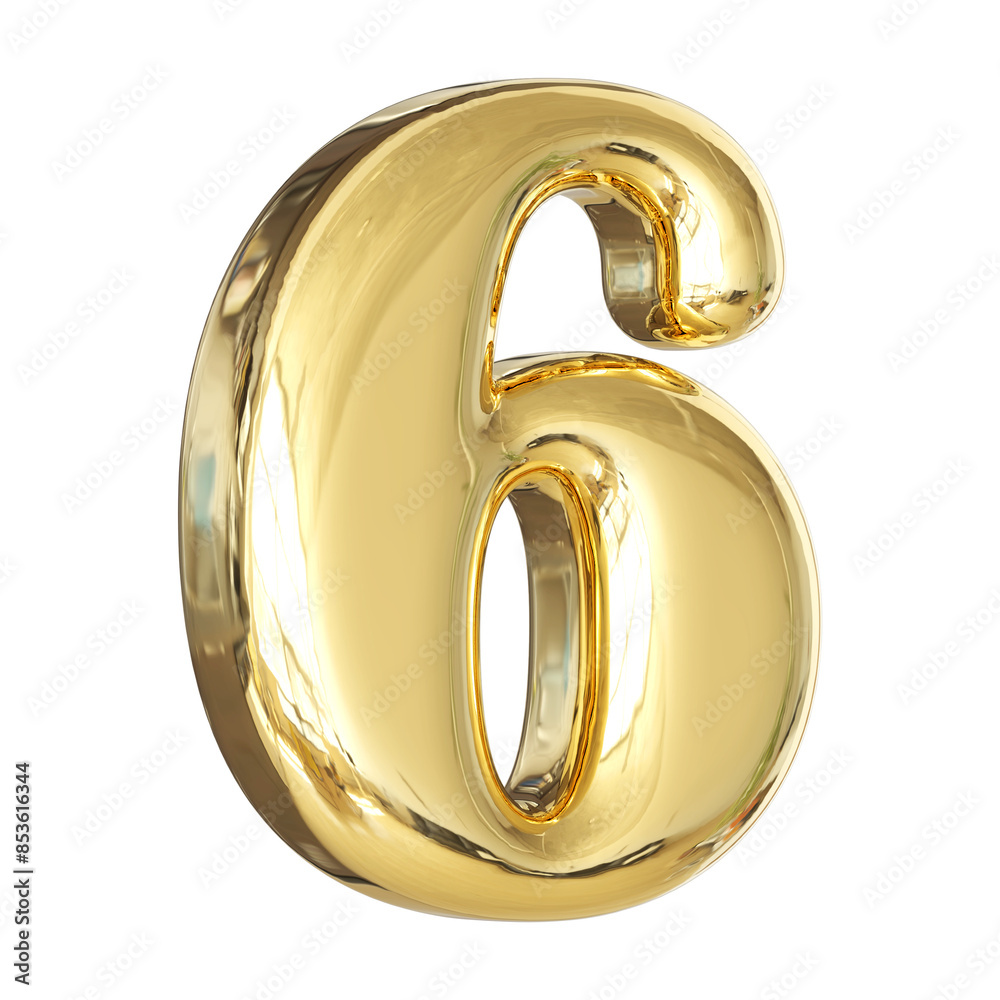 Gold 3D Number 6 Gold 3D Number 6