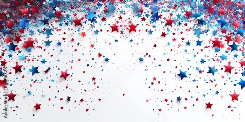Red, white, and blue stars scattered across a white background, creating a festive and patriotic theme.