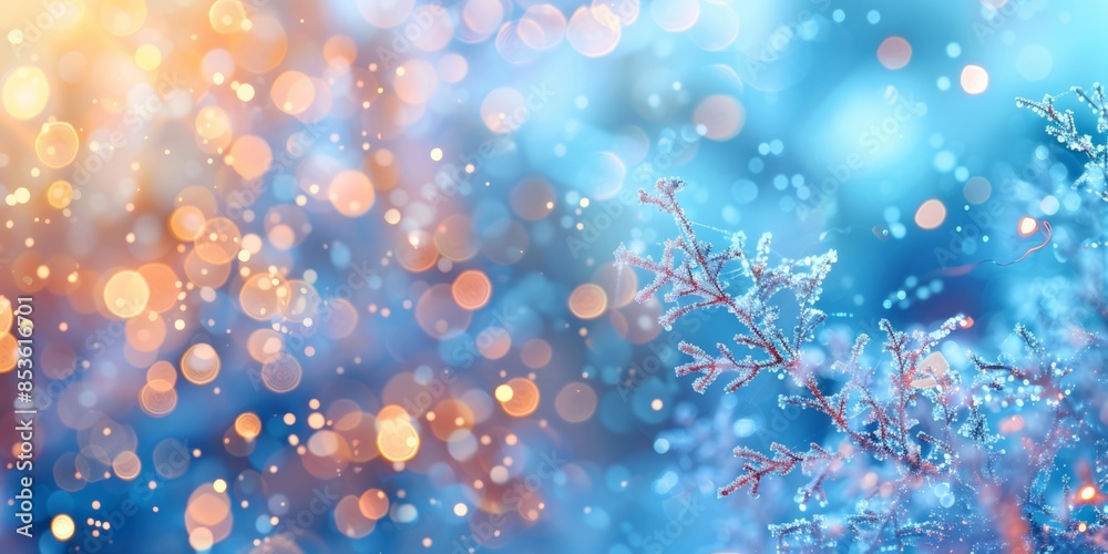 Frosty winter berries and pine branches against a blue, bokeh-filled background, evoking a holiday spirit. Frosty winter berries and pine branches against a blue, bokeh-filled background, evoking a holiday spirit.