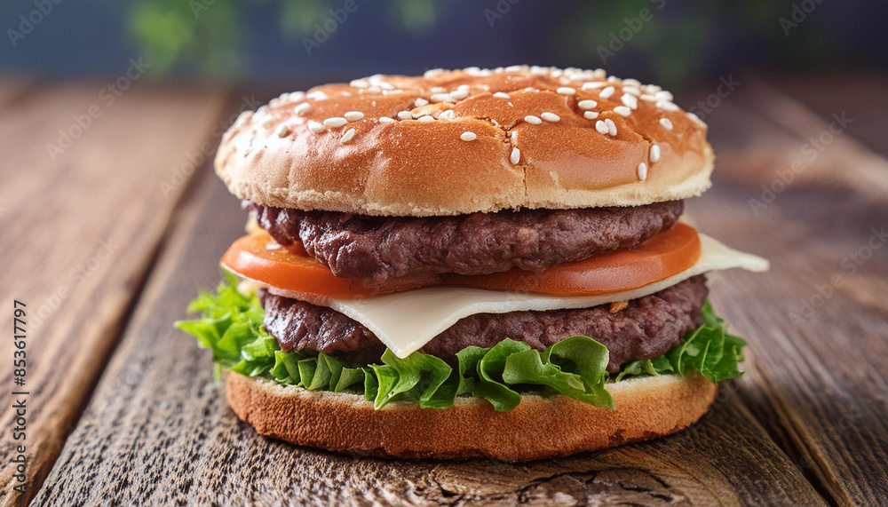 Delicious beef hamburger. Tasty fast food. American cuisine. Cooking and culinary concept. Delicious beef hamburger. Tasty fast food. American cuisine. Cooking and culinary concept.
