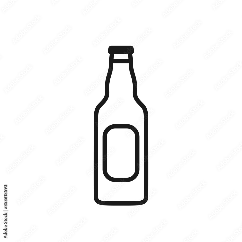 Beer, ale, cider glass bottle with a cap outline icon isolated on white. Minimalist line pictogram with editable stroke. Vector illustration for web design, apps, logo. Low-alcohol drinks concept Beer, ale, cider glass bottle with a cap outline icon isolated on white. Minimalist line pictogram with editable stroke. Vector illustration for web design, apps, logo. Low-alcohol drinks concept