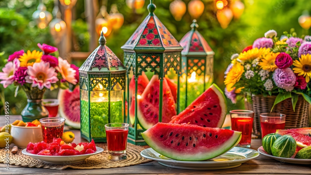 Naklejka premium Ramadan Kareem, Enjoy The Holy Month With Family And Friends.