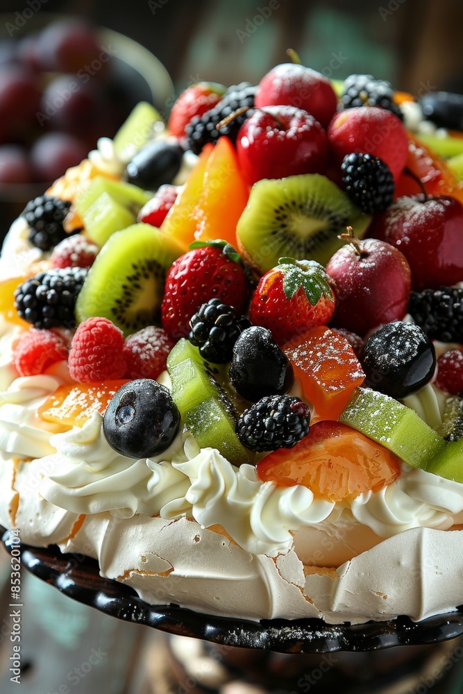 Gourmet Pavlova with Fresh Berries and Whipped Cream Gourmet Pavlova with Fresh Berries and Whipped Cream