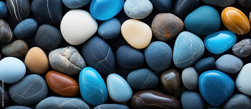 colorful pebbles on the beach as background, top view colorful pebbles on the beach as background, top view