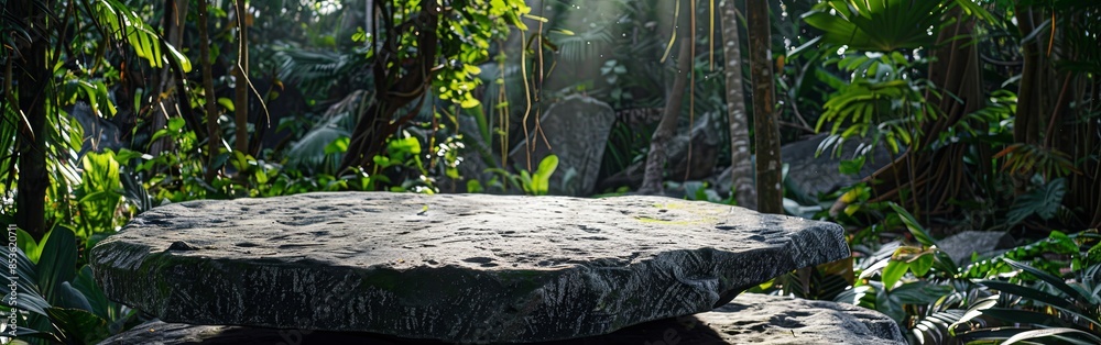 Tropical Garden with Stone Podium Display Tropical Garden with Stone Podium Display