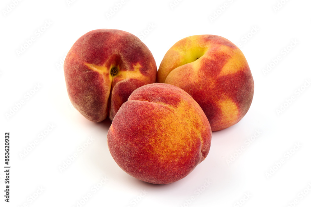 Fresh peaches, isolated on white background. Fresh peaches, isolated on white background.